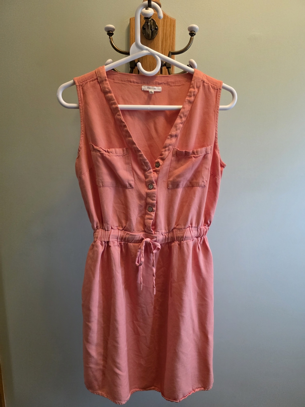 Maurices Sleeveless Coral Drawstring Waist Dress-Small